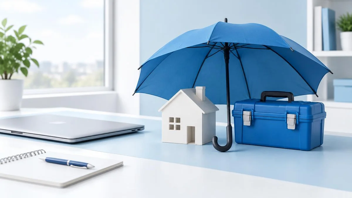 Maison et outils sous un parapluie : prévoyance TNS à Argenteuil